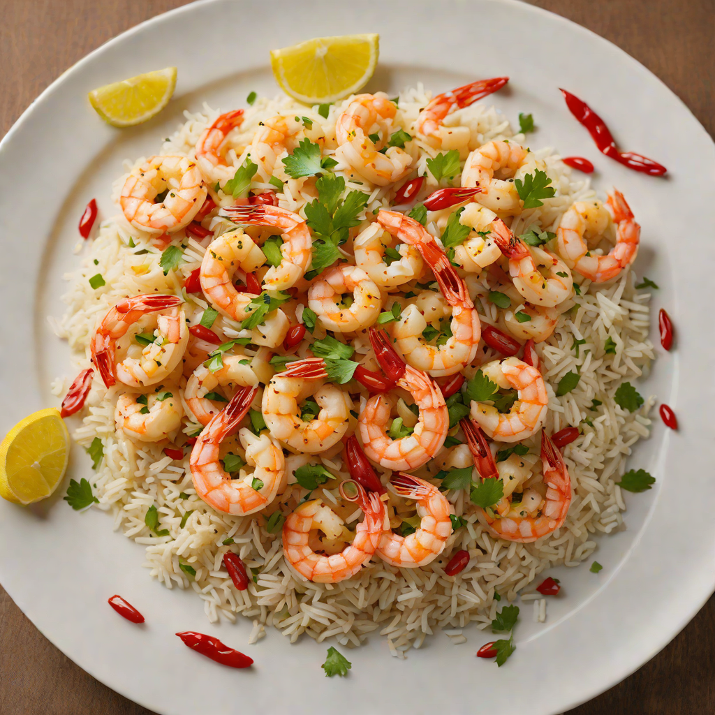 Sautéed Shrimp with Garlic and Chili over Lemon-Rice Pilaf