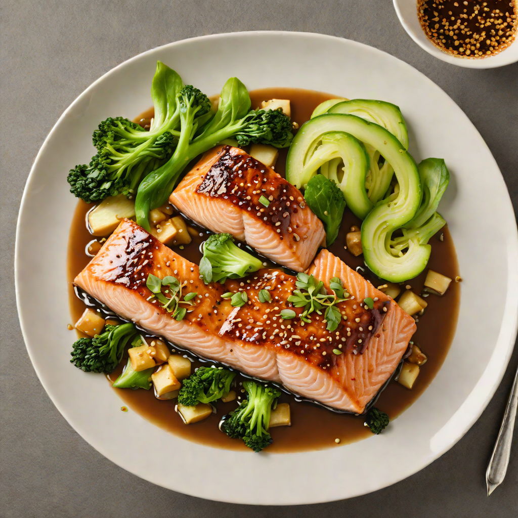 Pan-Seared Salmon with Ginger Soy Glaze and Baby Bok Choy