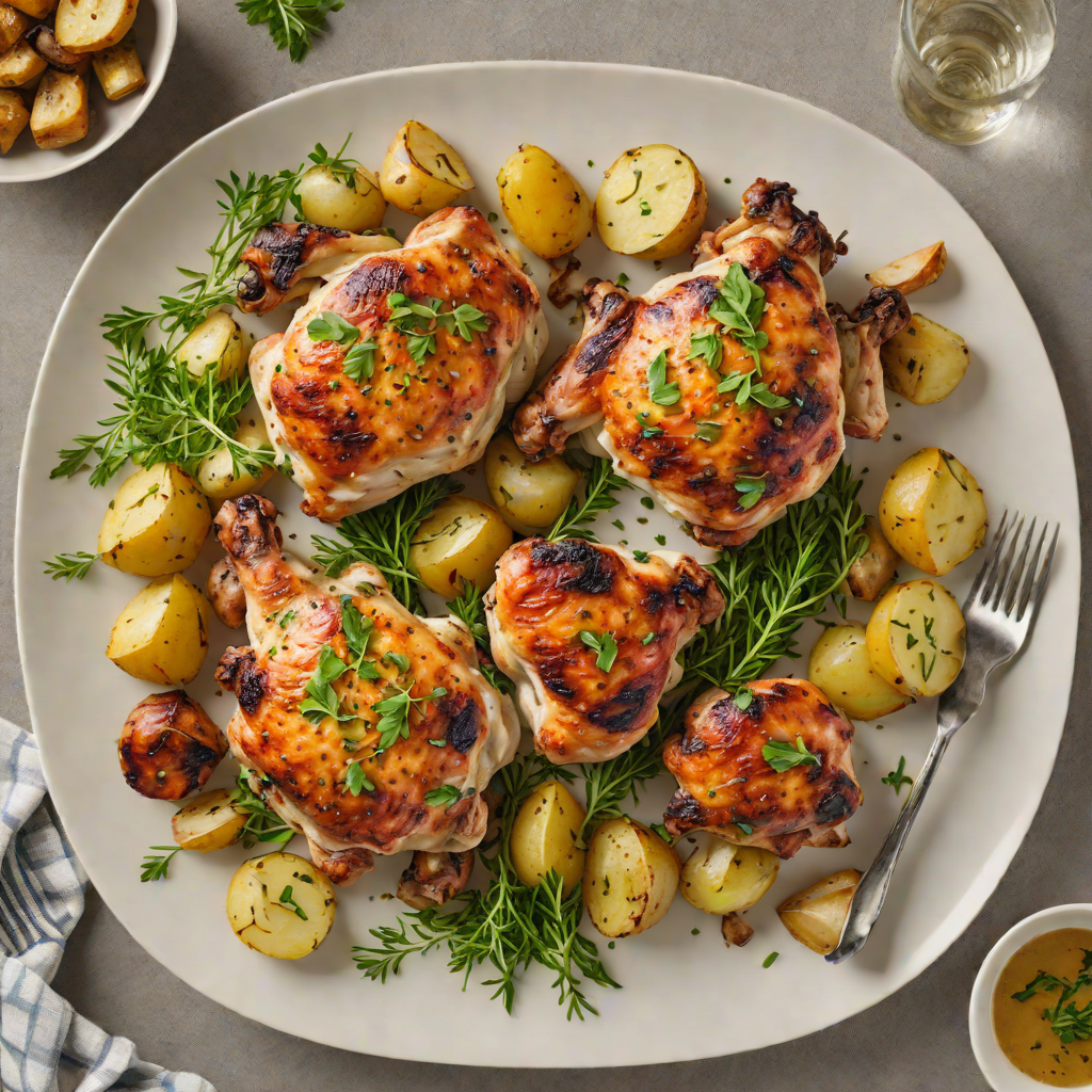 Sheet Pan Herb-Roasted Chicken Thighs with Garlic Potatoes