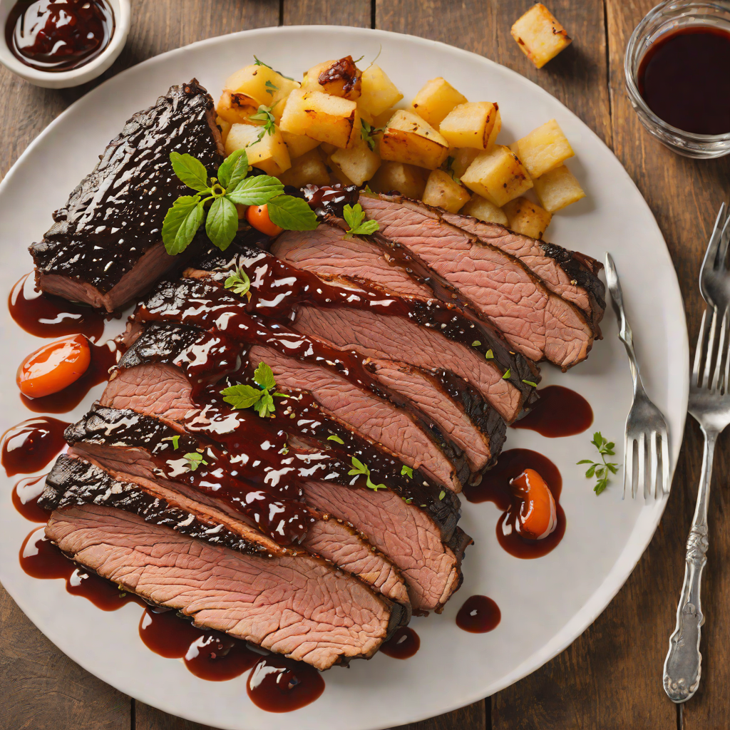 Slow-Smoked Cherry Wood Brisket with House BBQ Glaze