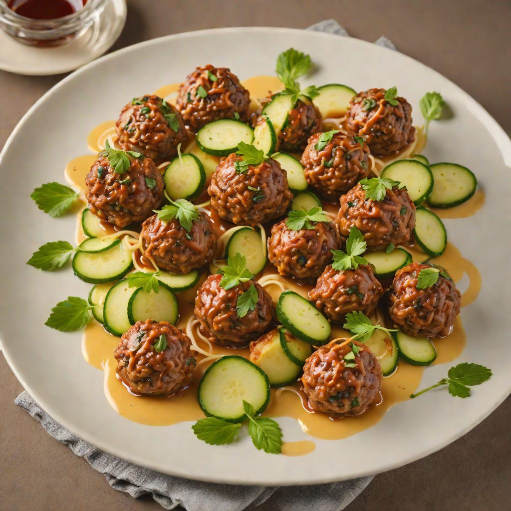 Cheese-Stuffed Italian Meatballs with Zucchini Ribbons