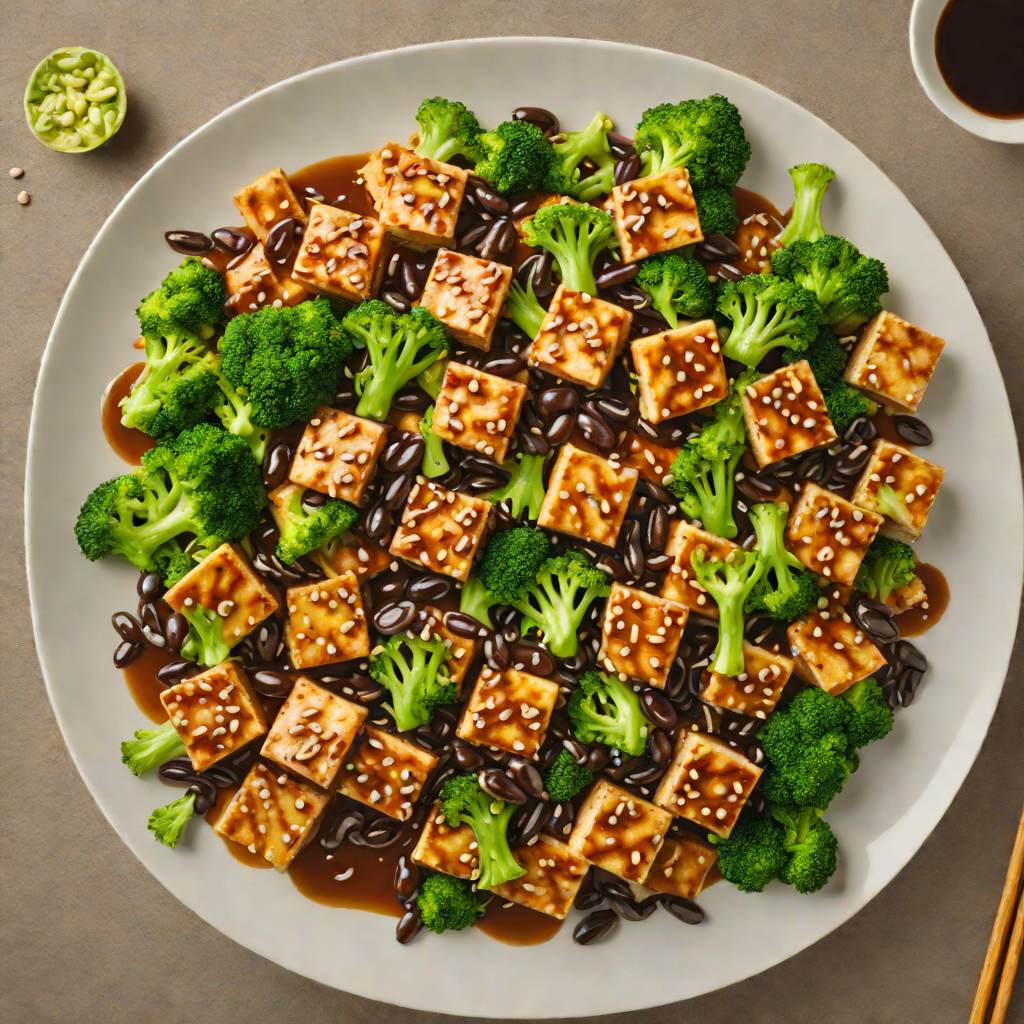 Quick Stir-Fried Tofu with Garlic and Broccoli in Black Bean Sauce
