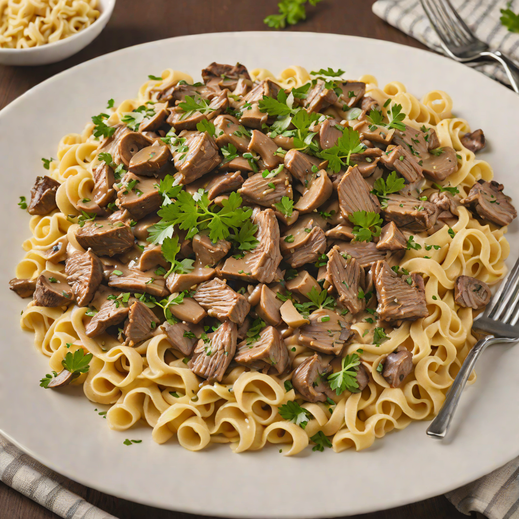 Slow-Cooked Beef Stroganoff with Mushrooms and Worcestershire