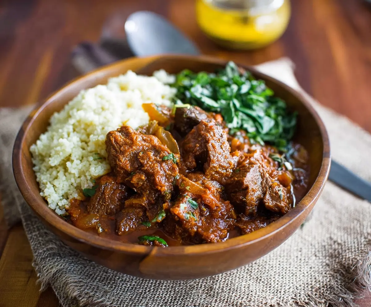 Berbere-Spiced Ground Beef Stew with Tomato and Onion