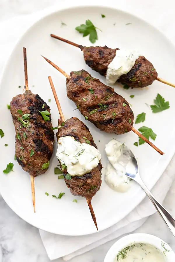 Grilled Lamb Keftedes with Tzatziki Sauce