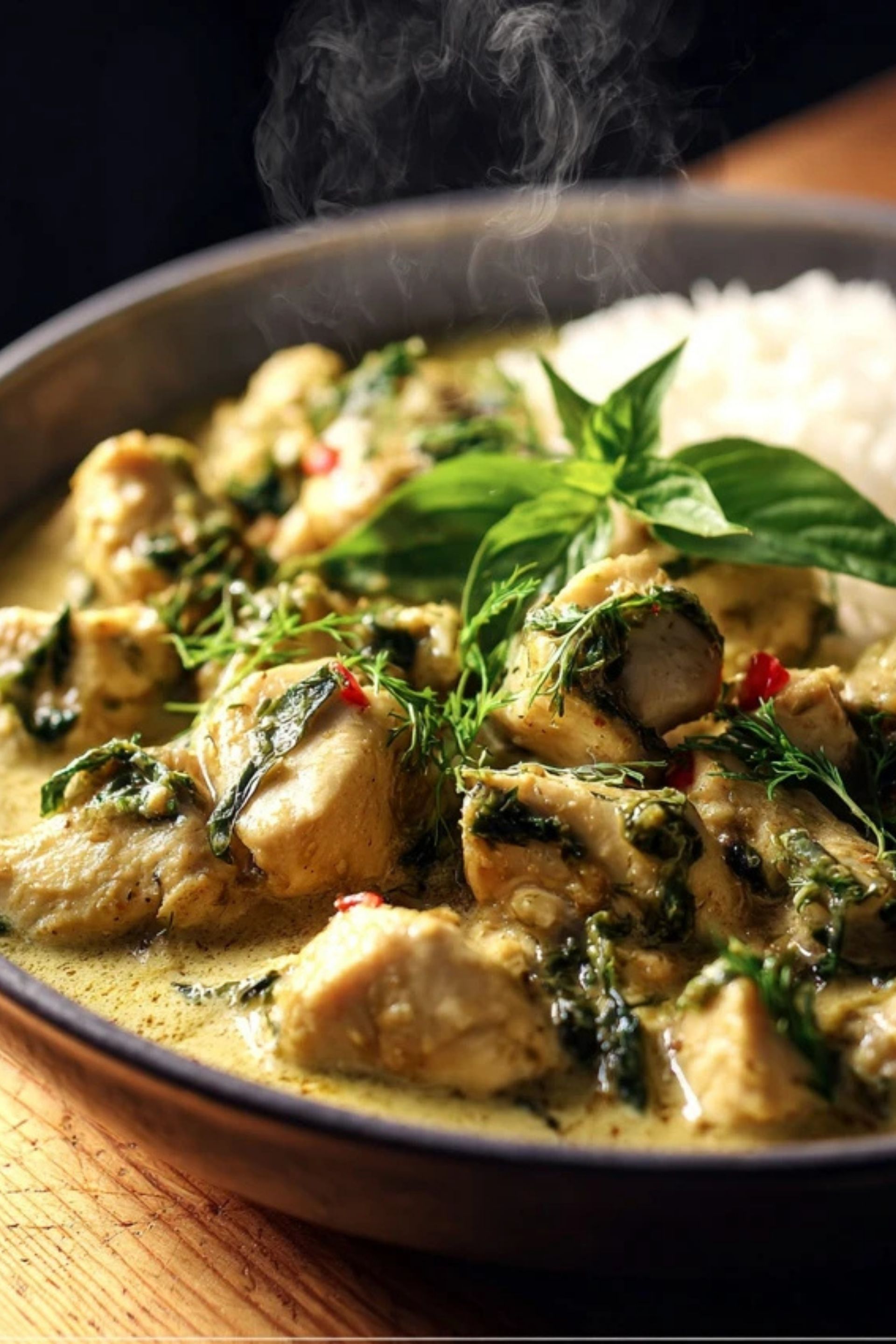 Stir-Fried Basil Chicken with Coconut Curry Sauce