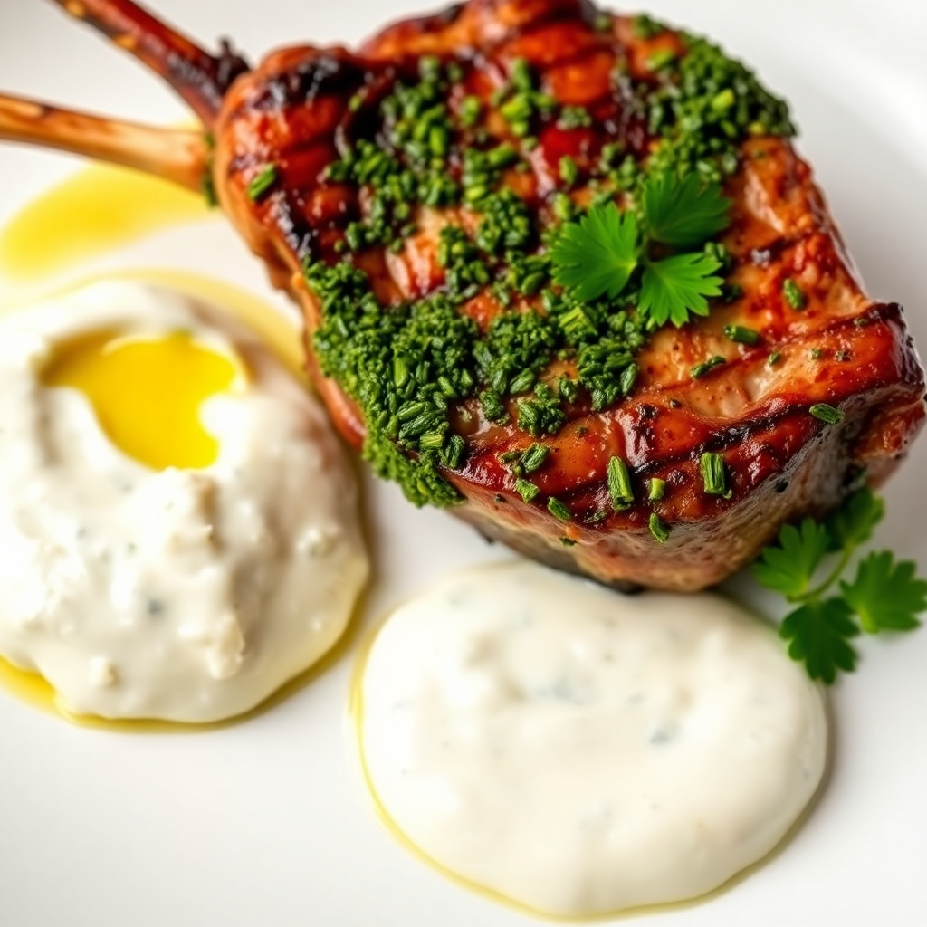 Sumac-Rubbed Grilled Lamb Chops with Garlic Yogurt Sauce