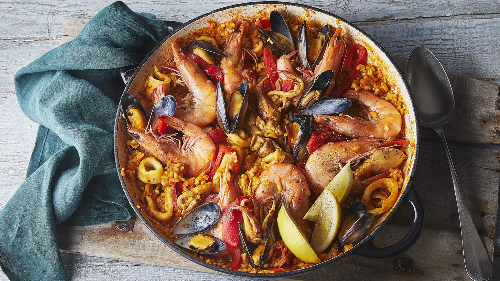 One-Pan Chicken and Seafood Paella with Saffron