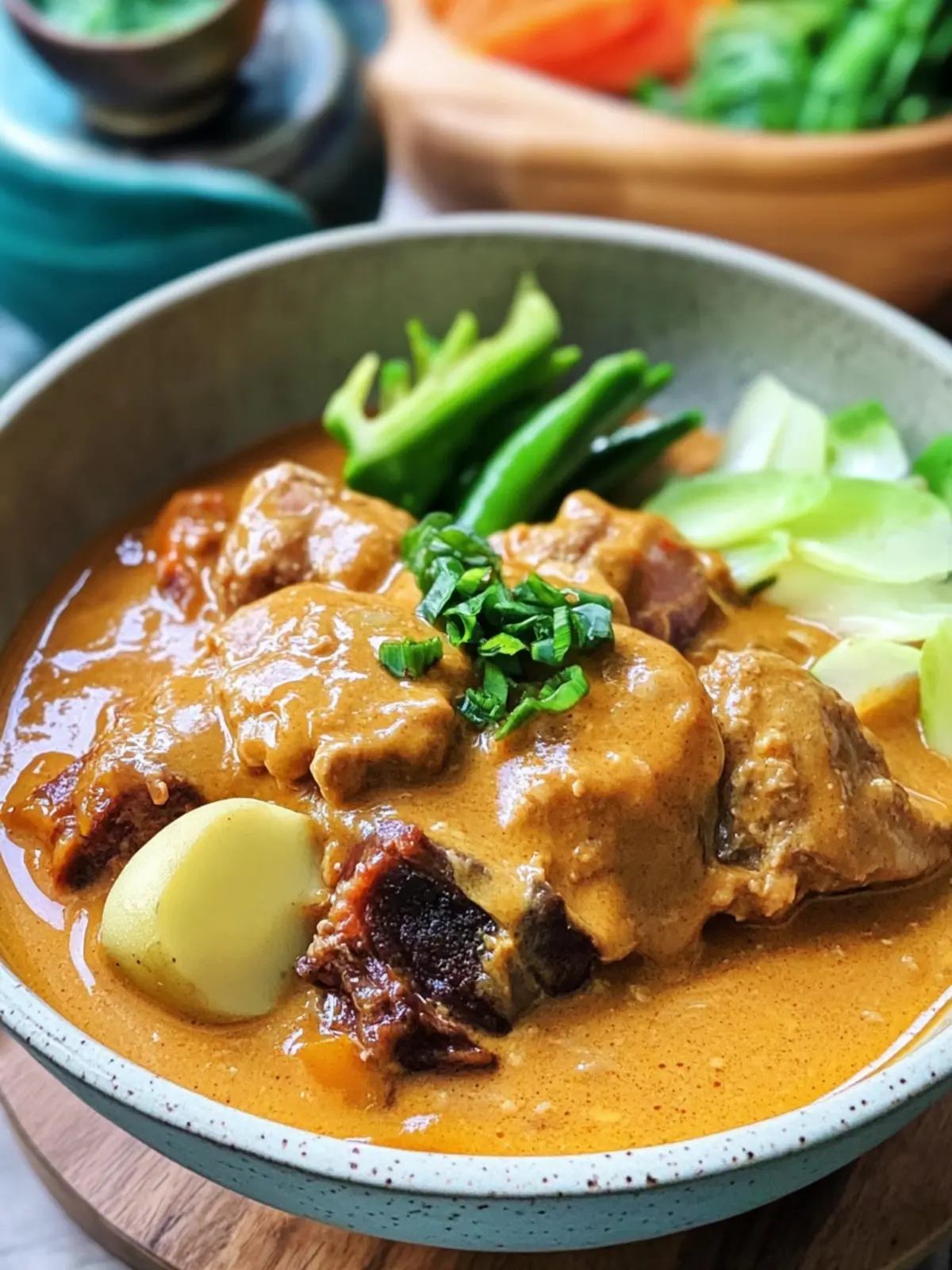 Kare-Kare Style Peanut Beef Stew with Oxtail