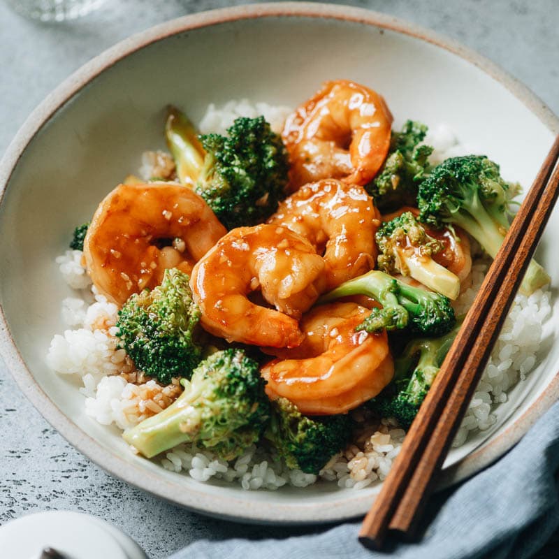 Asian-Inspired Shrimp with Broccoli and Cauliflower Rice