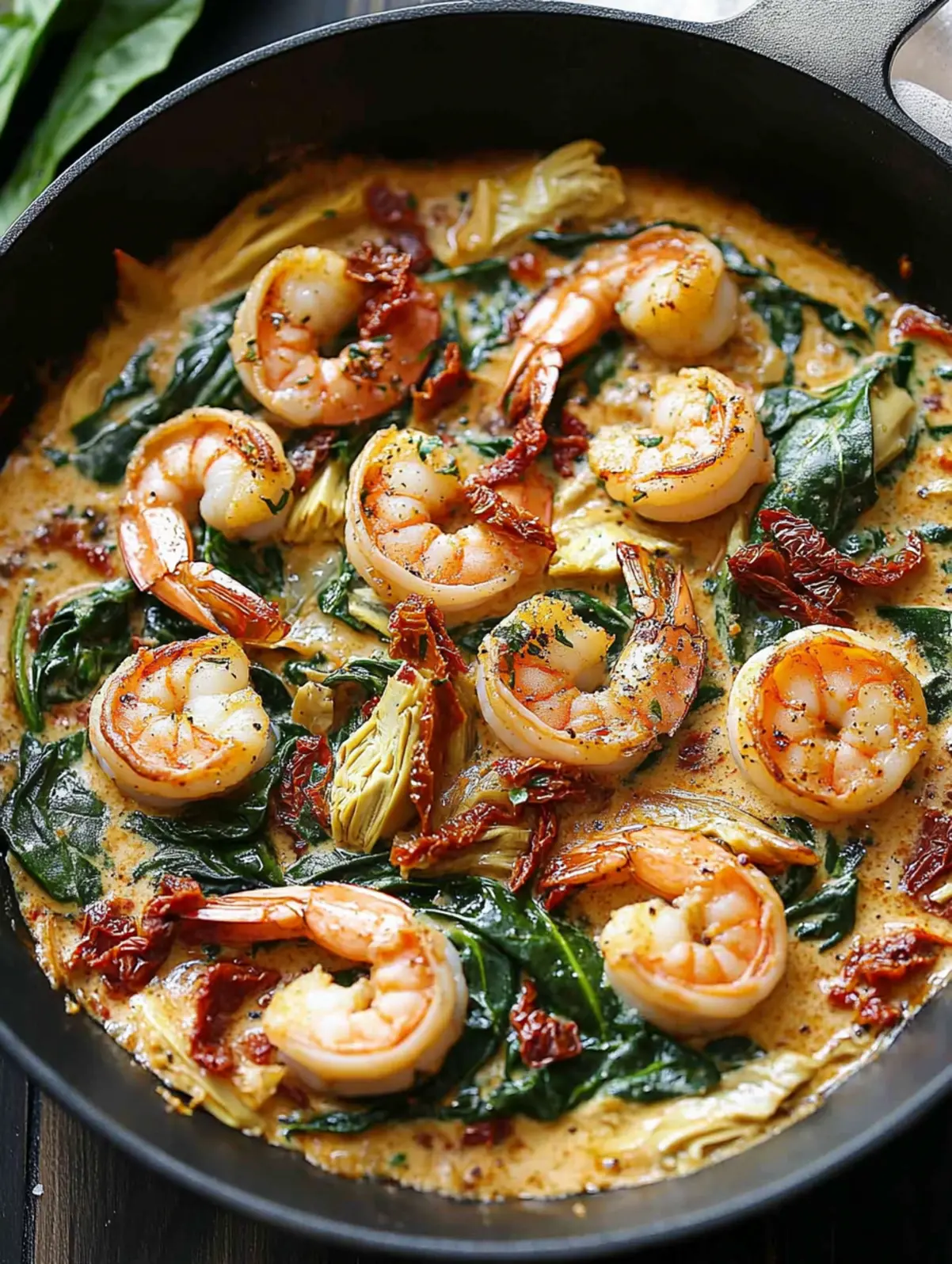 Garlic-Sautéed Tuscan Shrimp with Spinach and Sun-Dried Tomatoes
