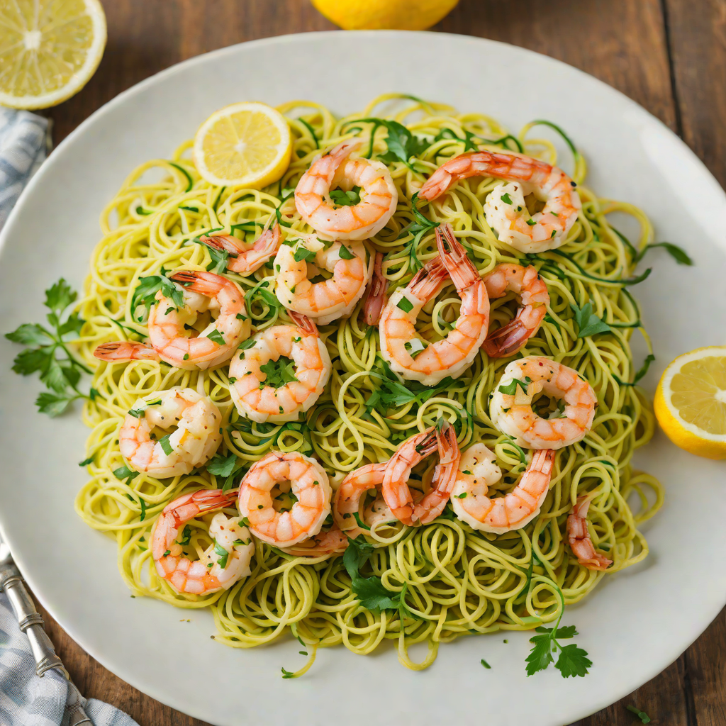 Paleo Lemon-Garlic Shrimp Scampi over Zucchini Noodles