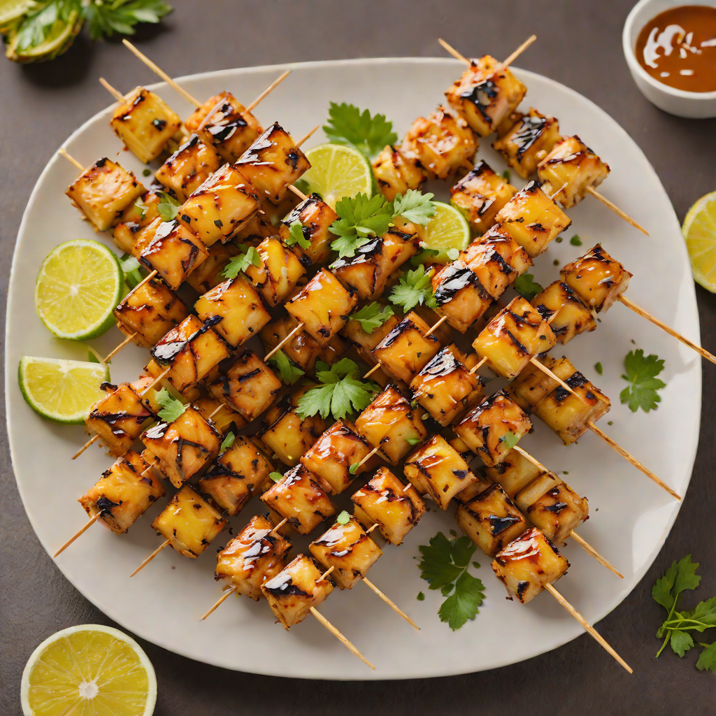 Char-Grilled Pineapple Chicken Skewers with Tiki Spiced Glaze