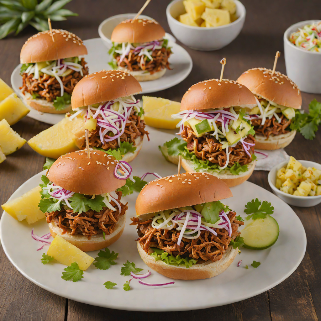 Smoked Tiki-Spiced Pulled Pork Sliders with Pineapple Slaw