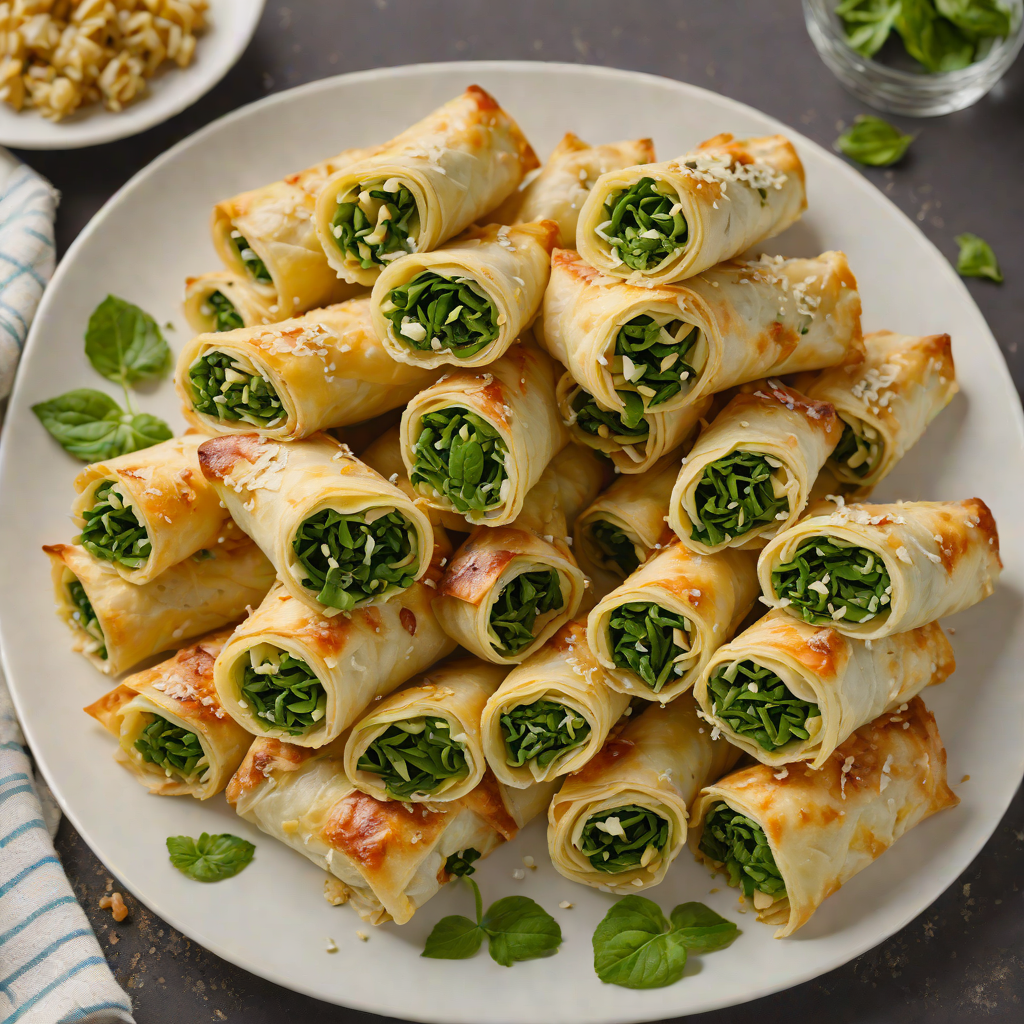 Baked Spanakopita-Inspired Phyllo Rolls with Spinach and Feta