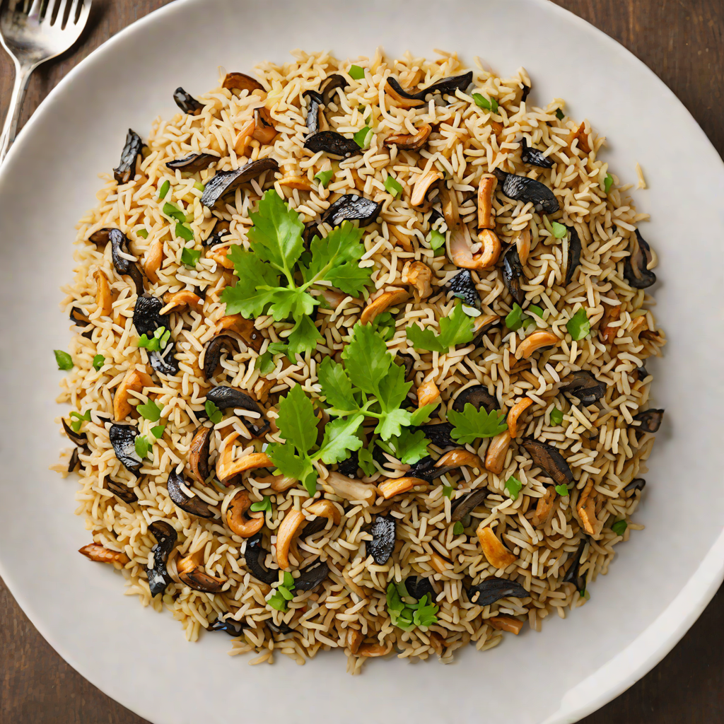 Sautéed Midwest Wild Mushroom and Garlic Rice Pilaf