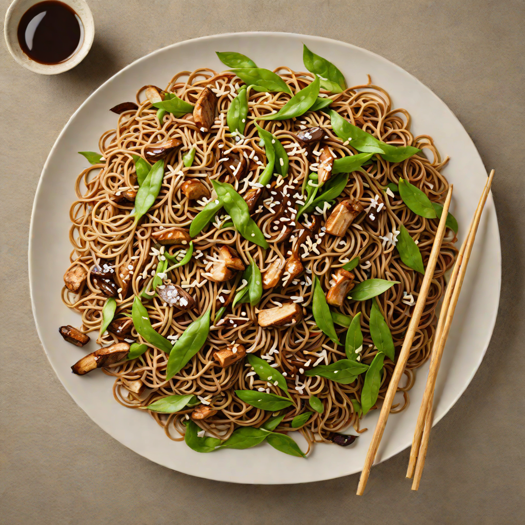 Stir-Fried Soba Noodles with Shiitake and Snow Peas