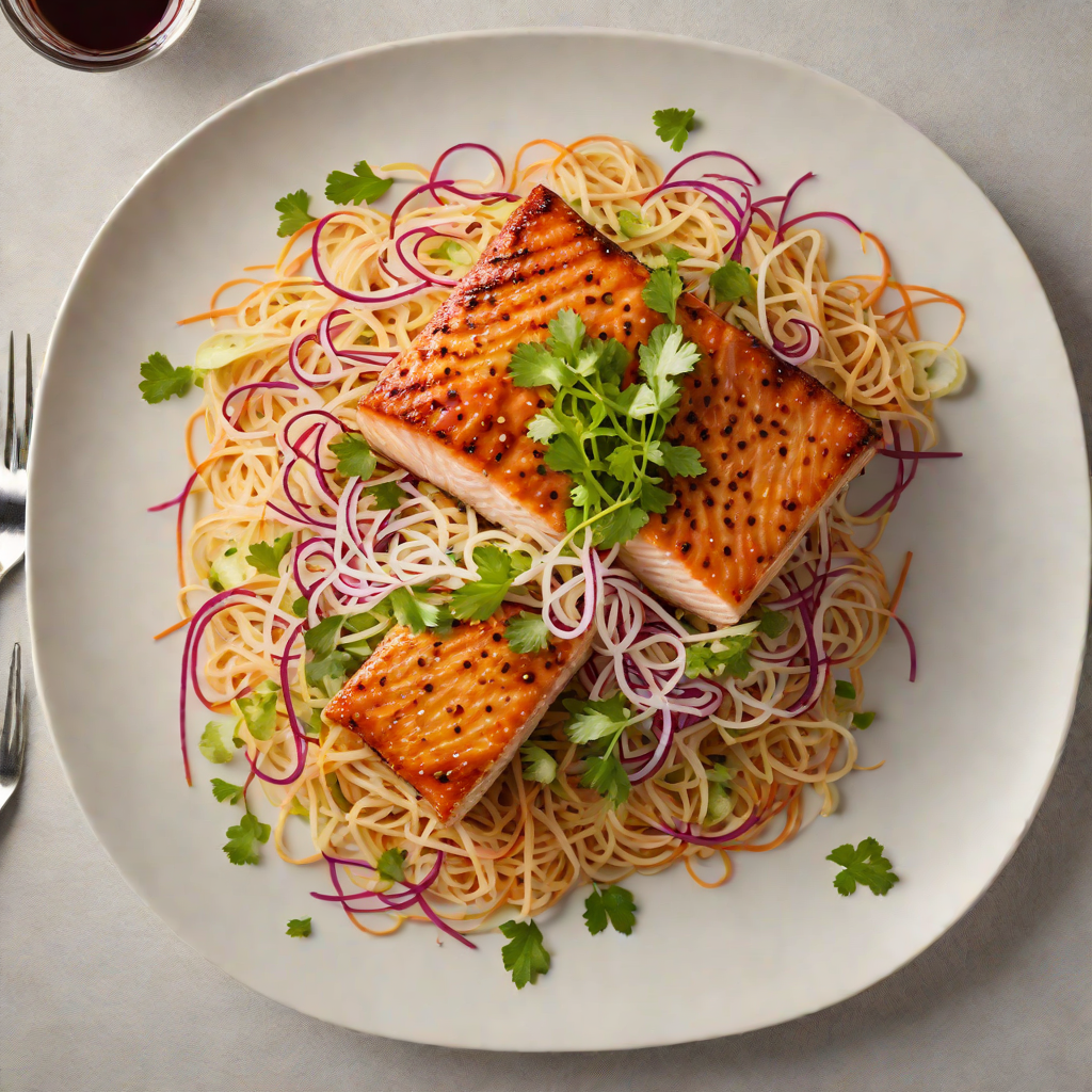 Pan-Seared Miso-Glazed Salmon with Pickled Daikon Slaw