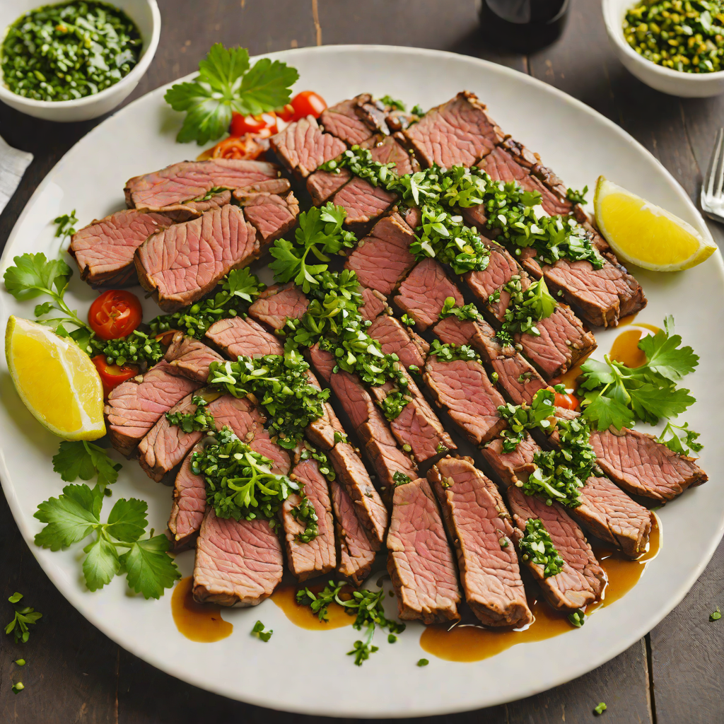 Grilled Herb-Marinated Flank Steak with Garlic Chimichurri