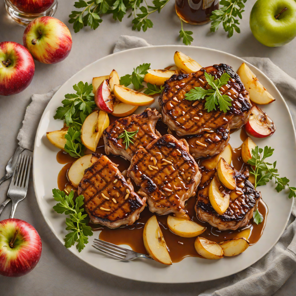 Spiced Whiskey-Glazed Pork Chops with Roasted Apples