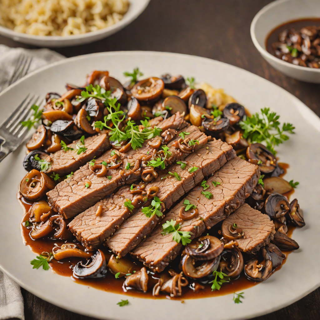 Beer-Braised Brisket with Caramelized Onions and Mushrooms
