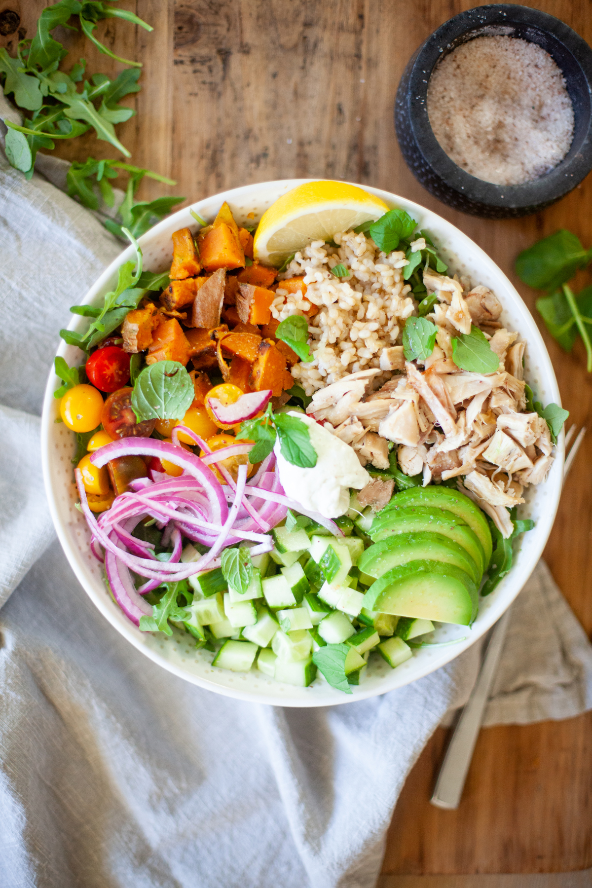 Streetcar-Inspired Roasted Vegetable & Chickpea Grain Bowl