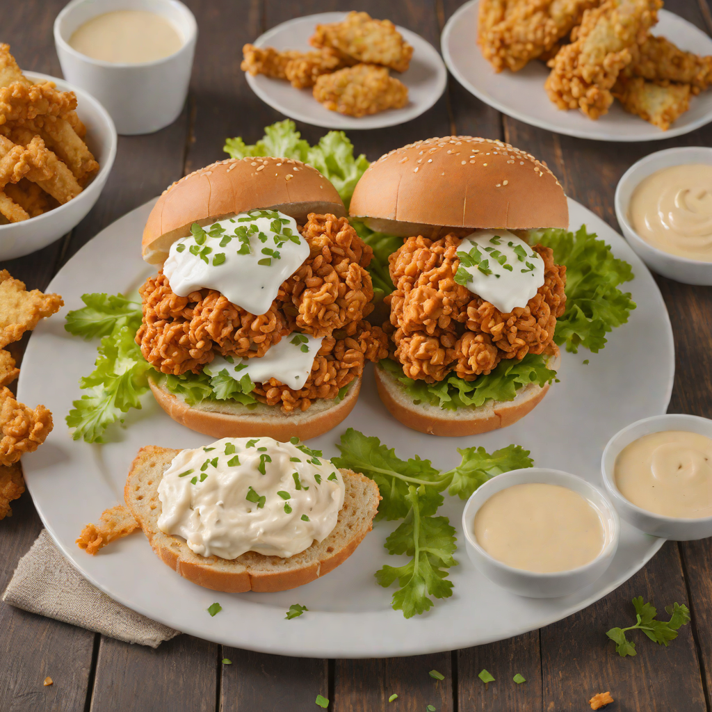 Buffalo Fried Chicken Sandwich with Swiss and Ranch Dip