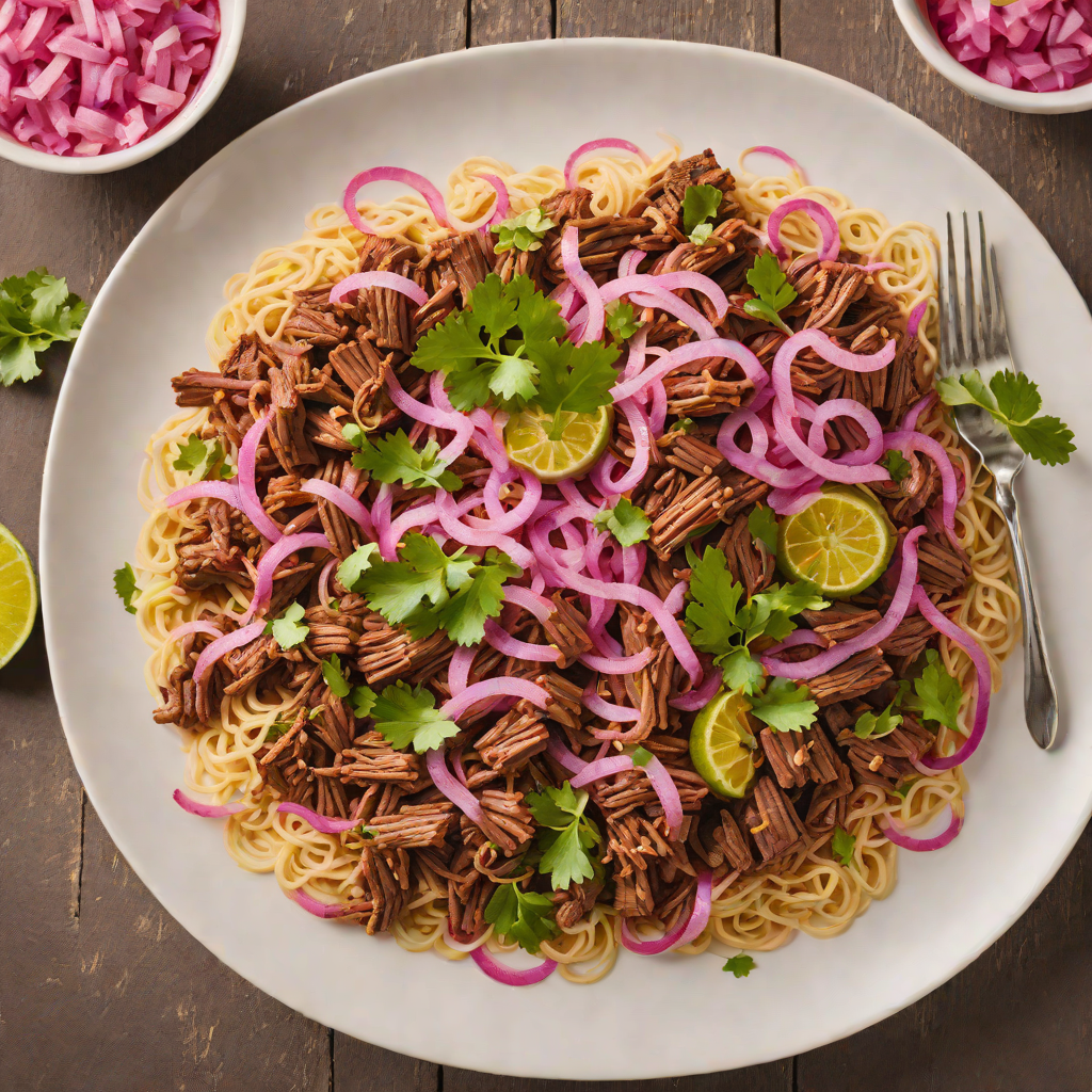 Slow-Simmered Beef Barbacoa with Pickled Red Onion
