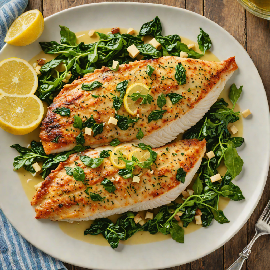 Pan-Seared Tilapia with Lemon Butter and Garlic Spinach