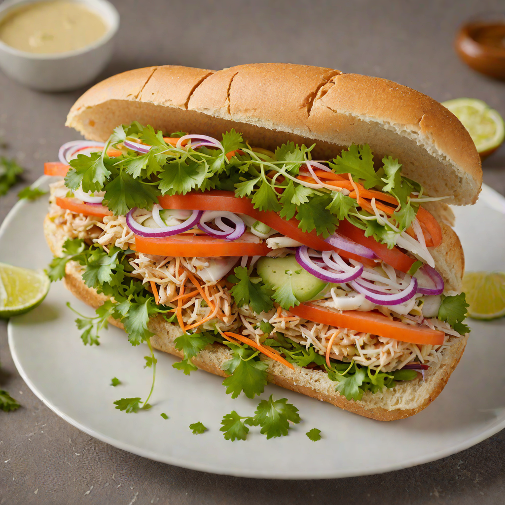 Fresh Banh Mi Sandwich with Pickled Vegetables and Cilantro Mayo