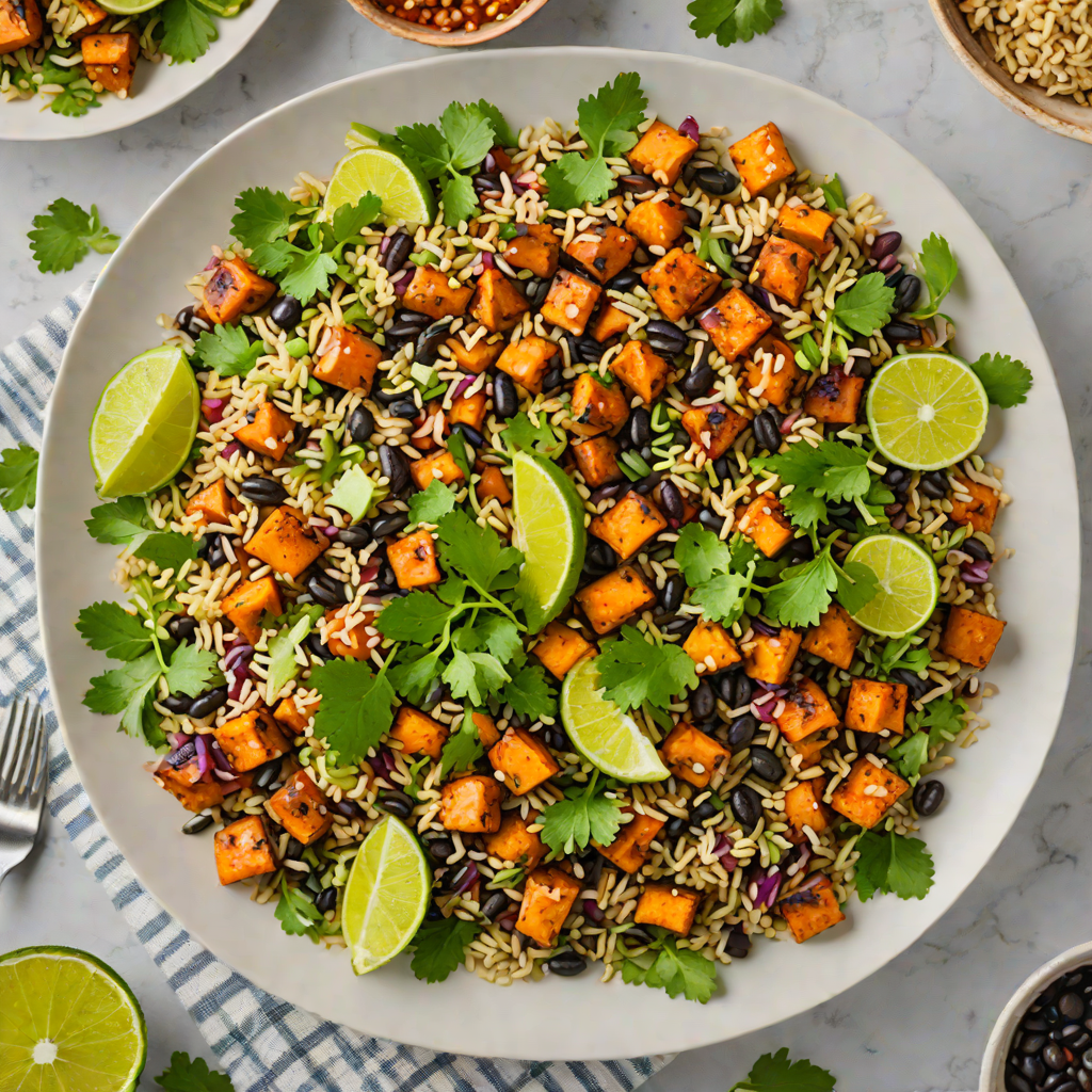 Cilantro-Lime Quinoa Salad with Roasted Sweet Potatoes and Black Beans