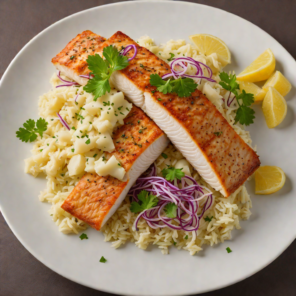 Pan-Seared Lake Superior Whitefish with Mashed Potatoes and Cole Slaw