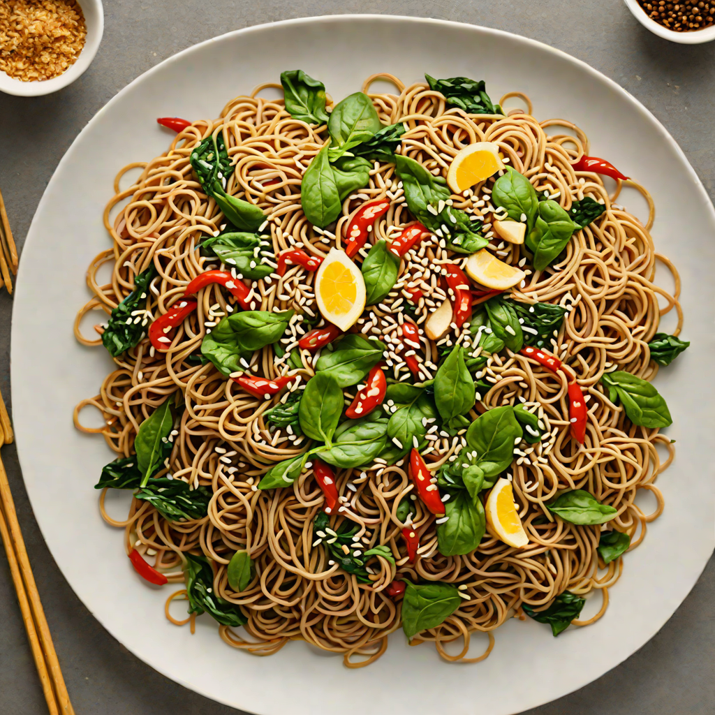 Garlic and Chili Soba Noodles with Spinach and Sesame