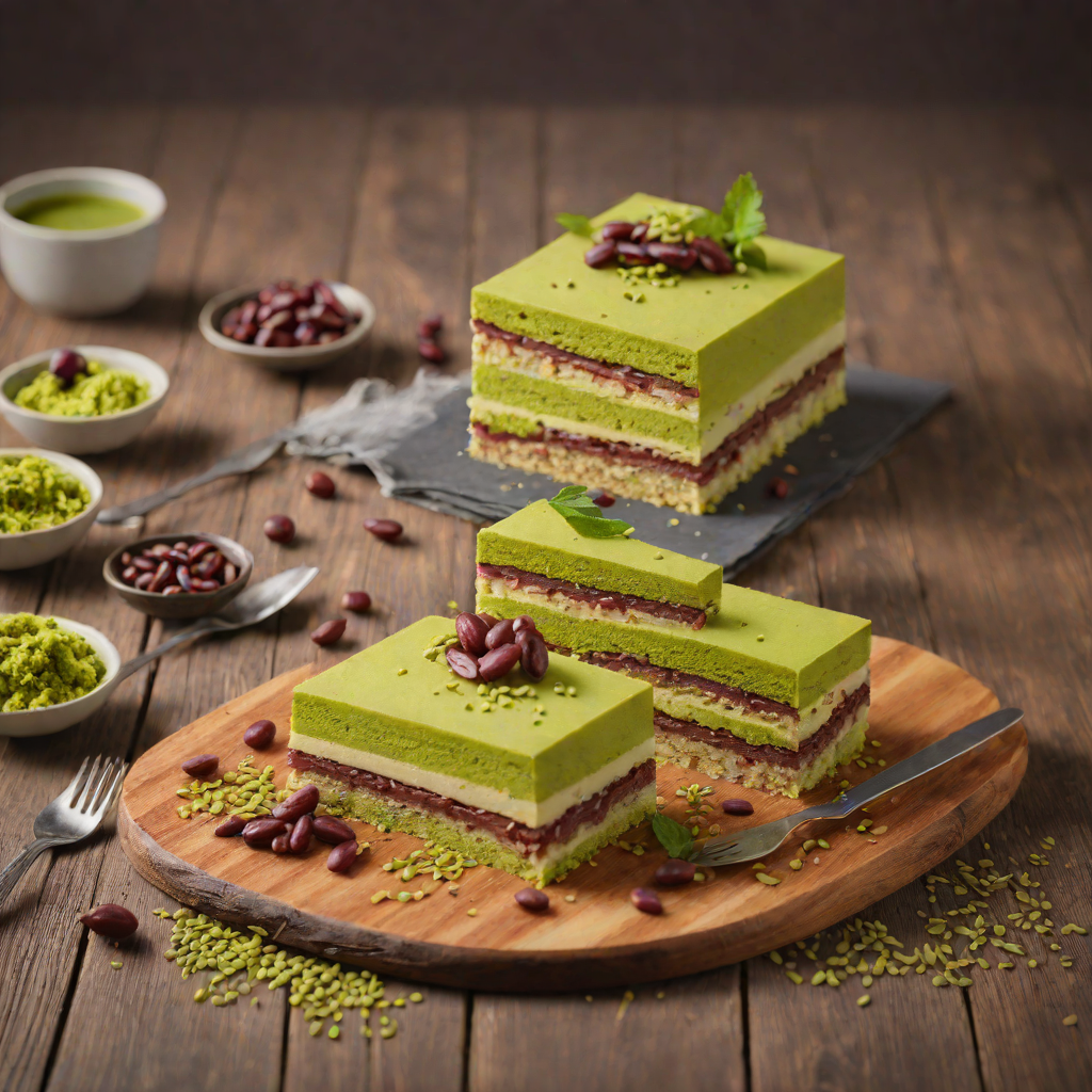 Layered Inception-Inspired Dreamcake with Matcha and Red Bean