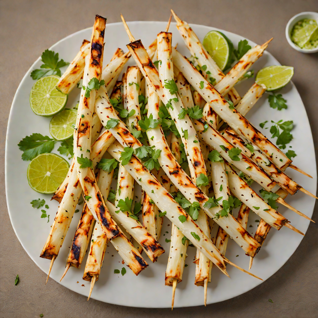 Grilled Yuca Sticks with Mojo Garlic Lime Sauce