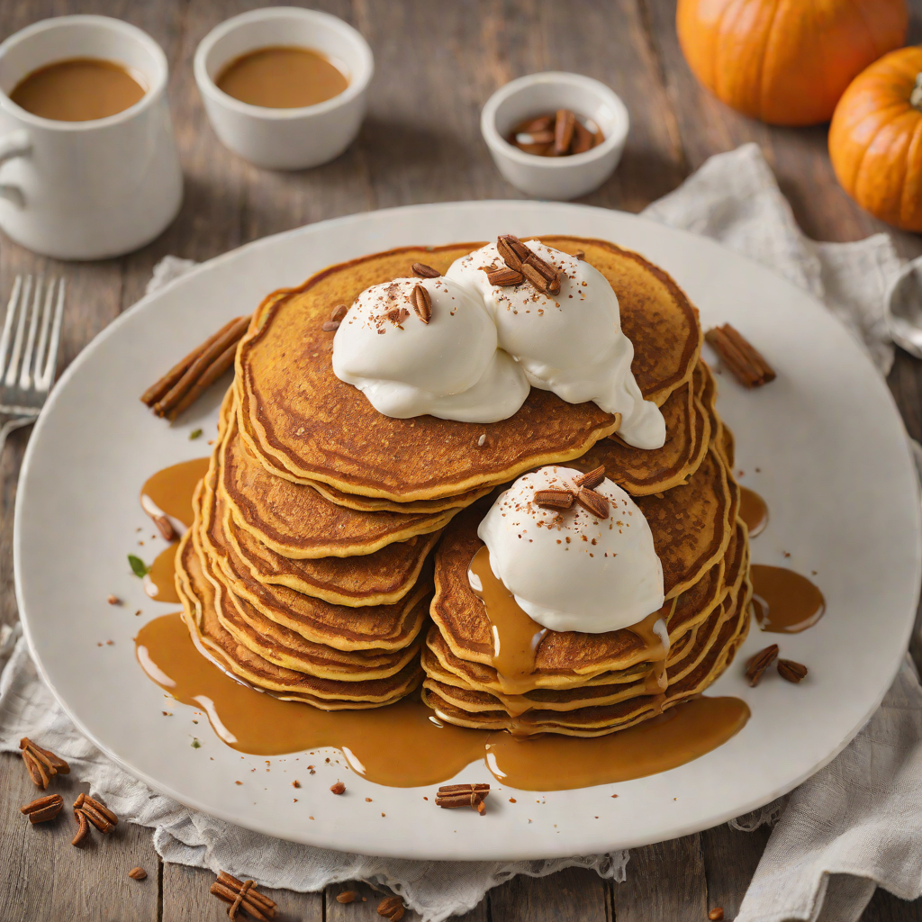 Sweet Honey-Pumpkin Pancakes with Cinnamon Whipped Cream