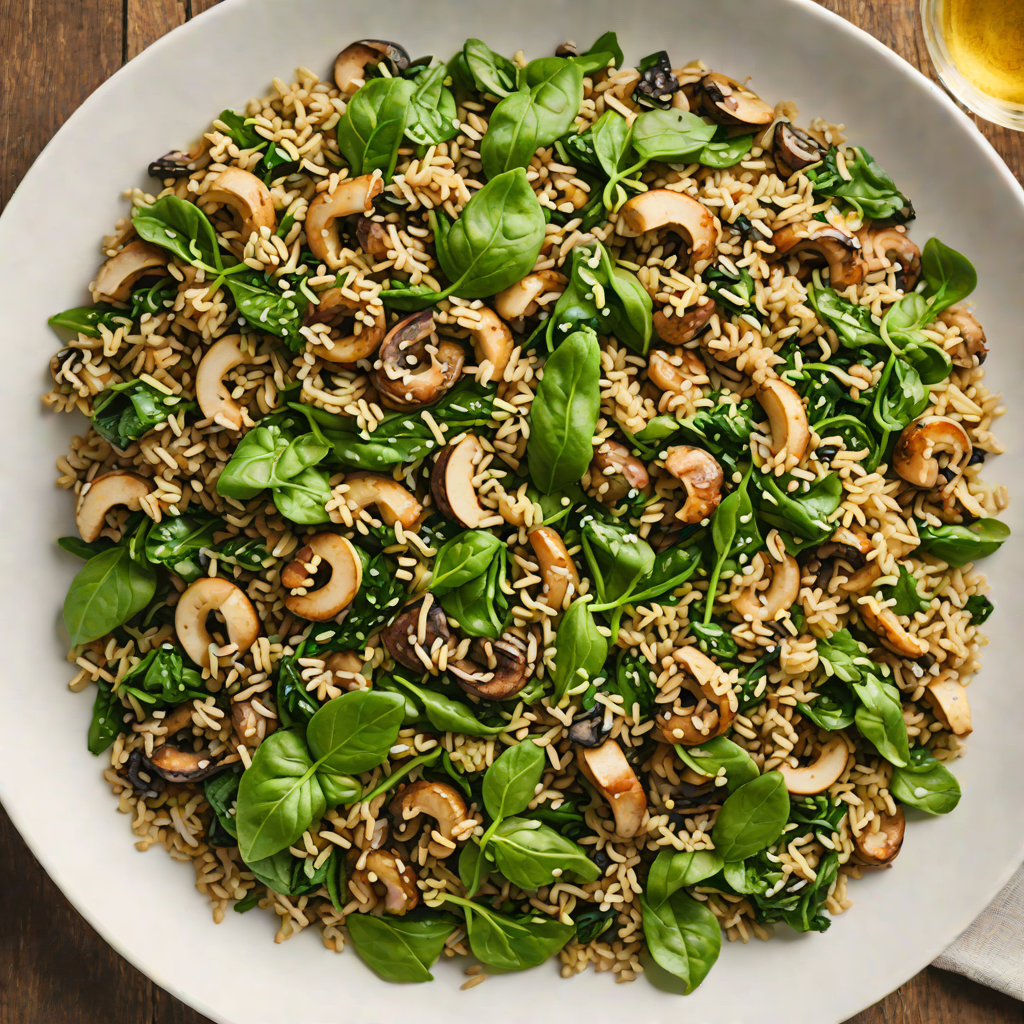 Vegetarian Sautéed Mushroom and Spinach Quinoa Bowl