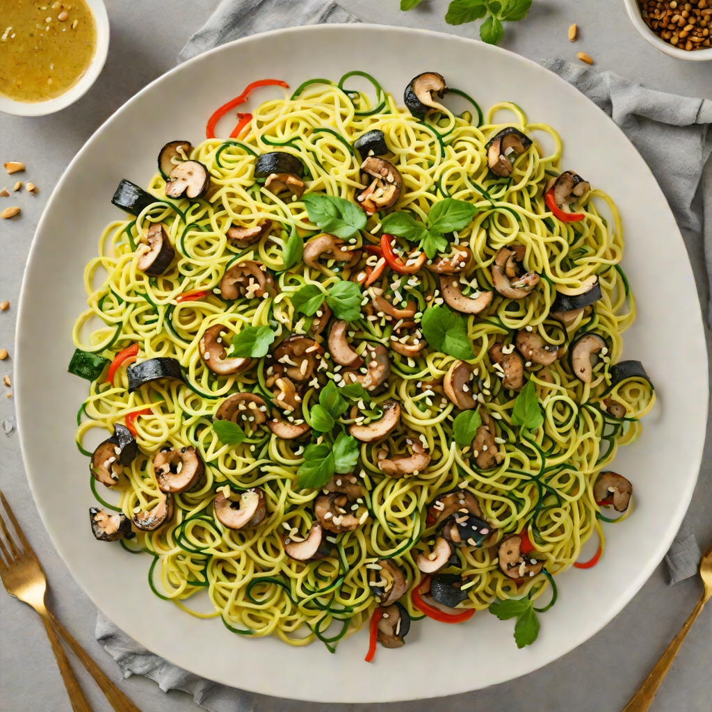Zucchini Noodle Stir-Fry with Garlic Butter and Mushrooms