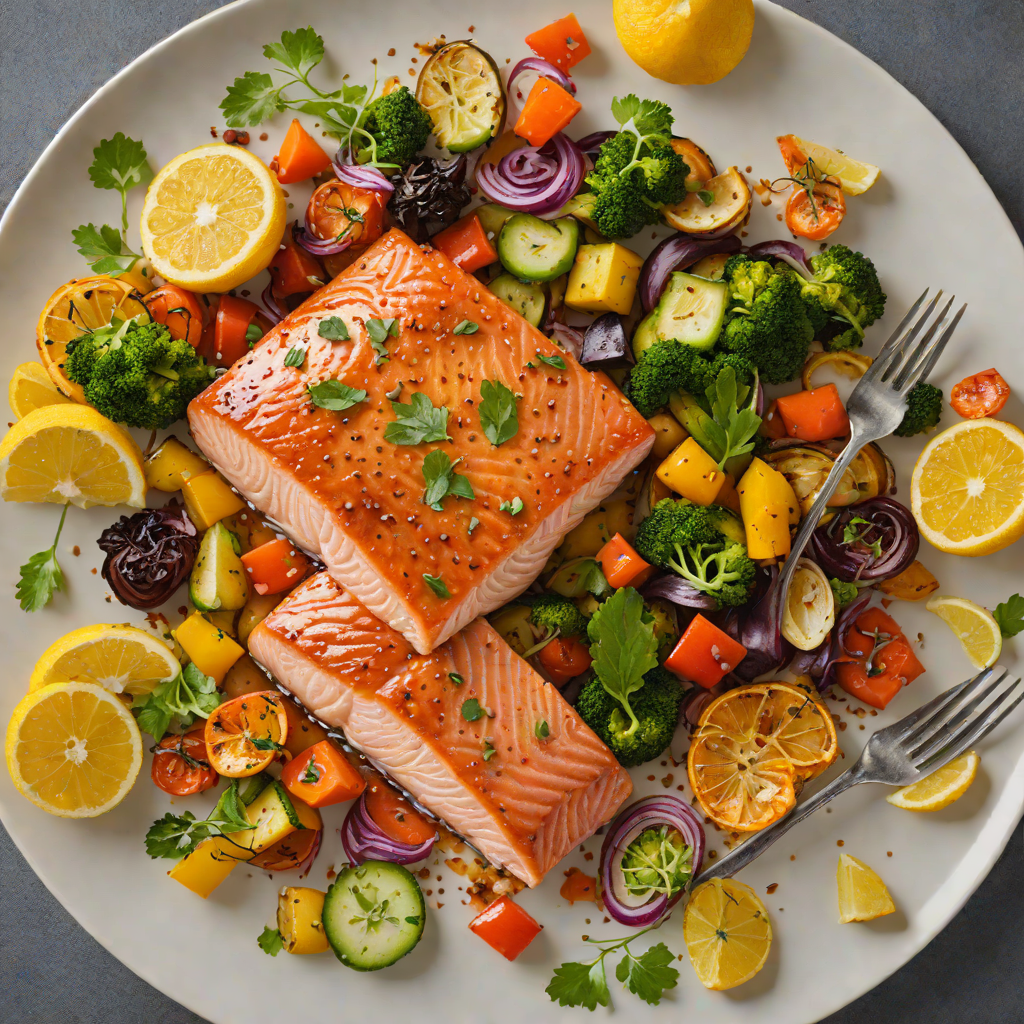 Sheet Pan Citrus-Ginger Glazed Salmon with Roasted Vegetables