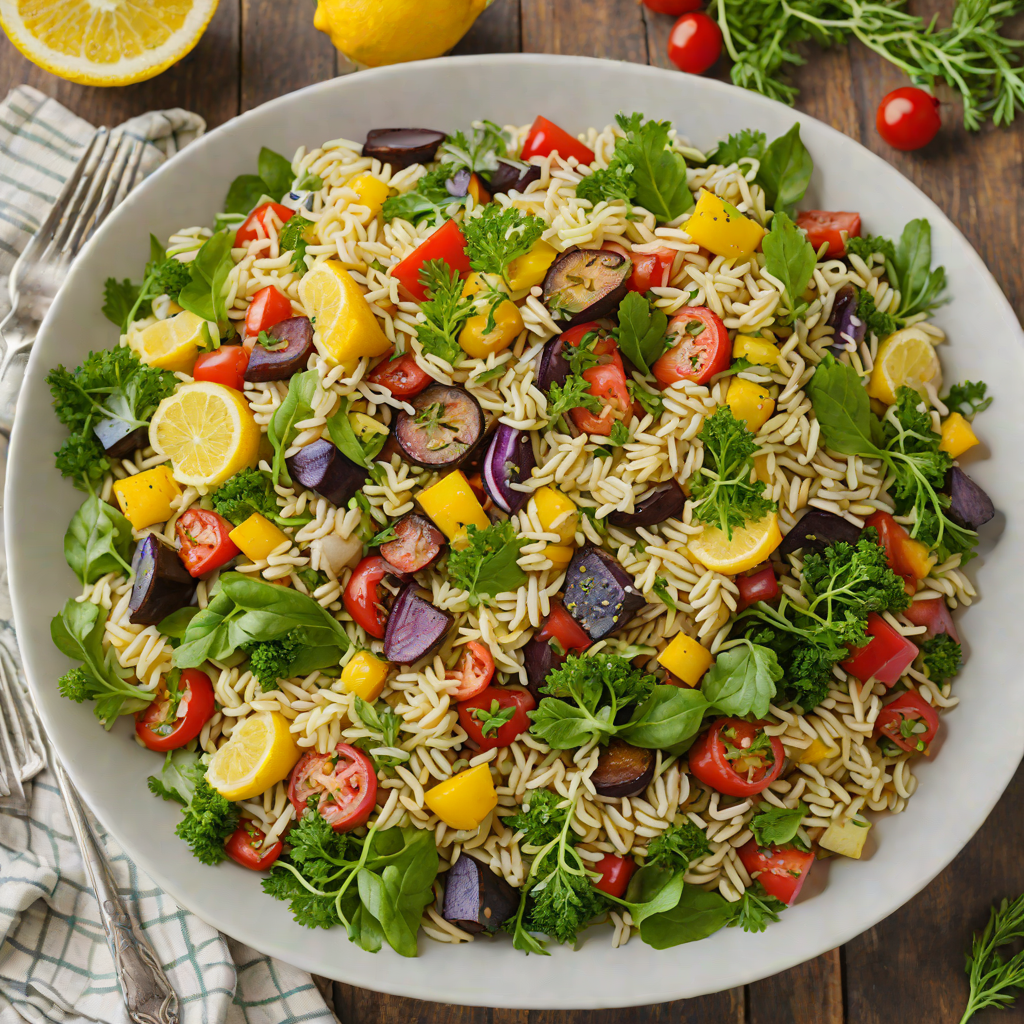 Lemon-Dill Orzo Salad with Roasted Vegetables