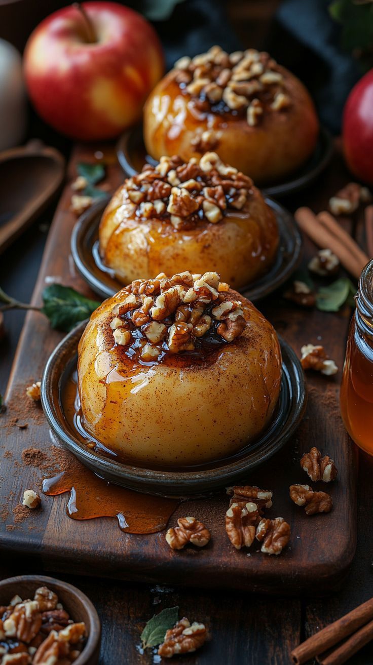 French-Style Baked Apple with Cinnamon and Honey