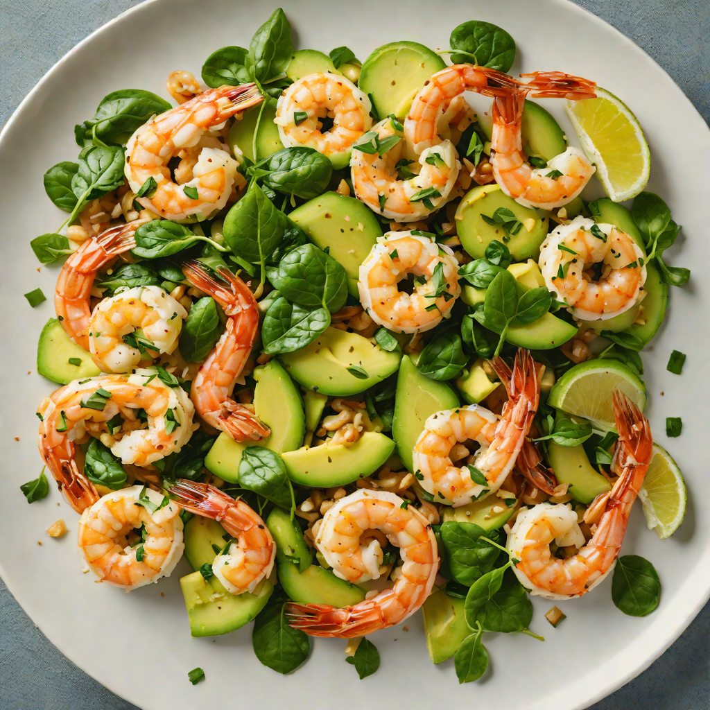 Sautéed Garlic Butter Shrimp with Avocado and Spinach