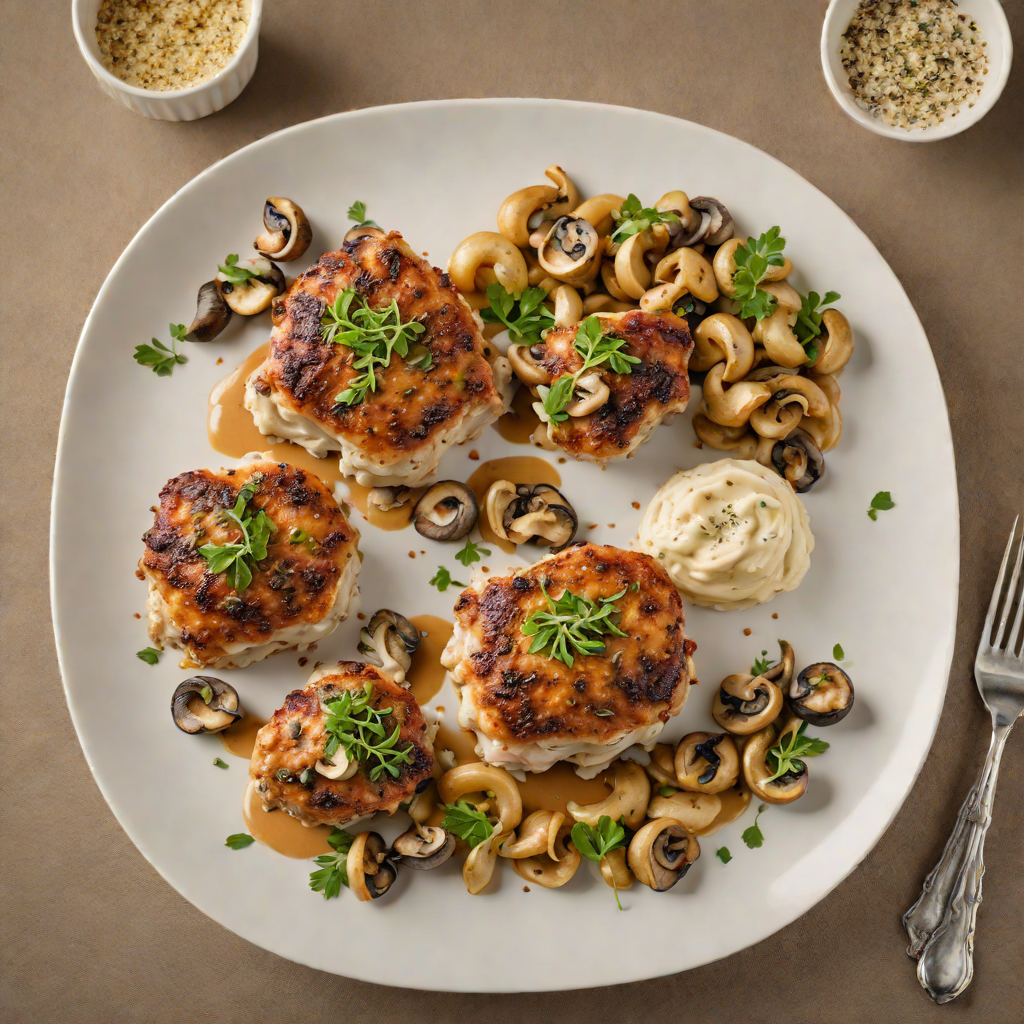 Baked Herb-Crusted Chicken Thighs with Creamed Mushrooms