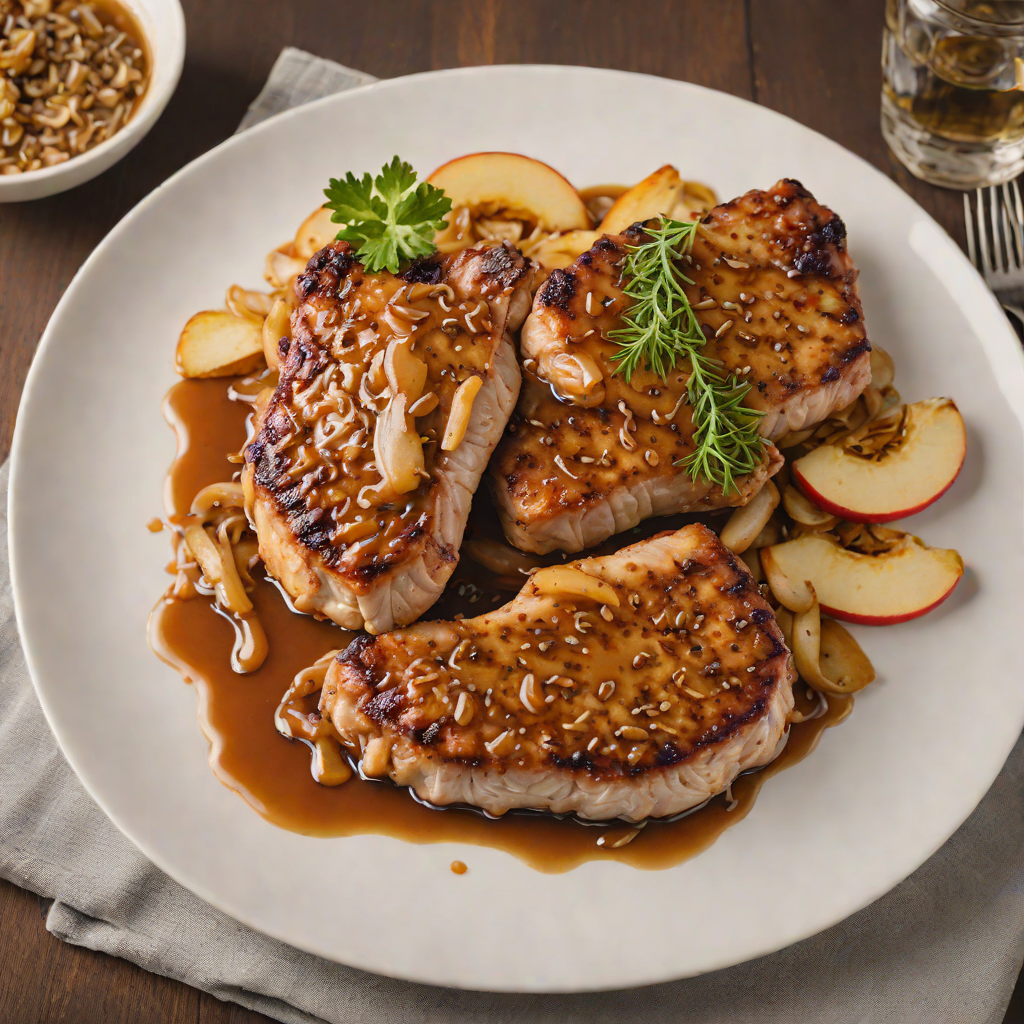 Pan-Seared Pork Chops with Apple-Cider Glaze and Caramelized Onions