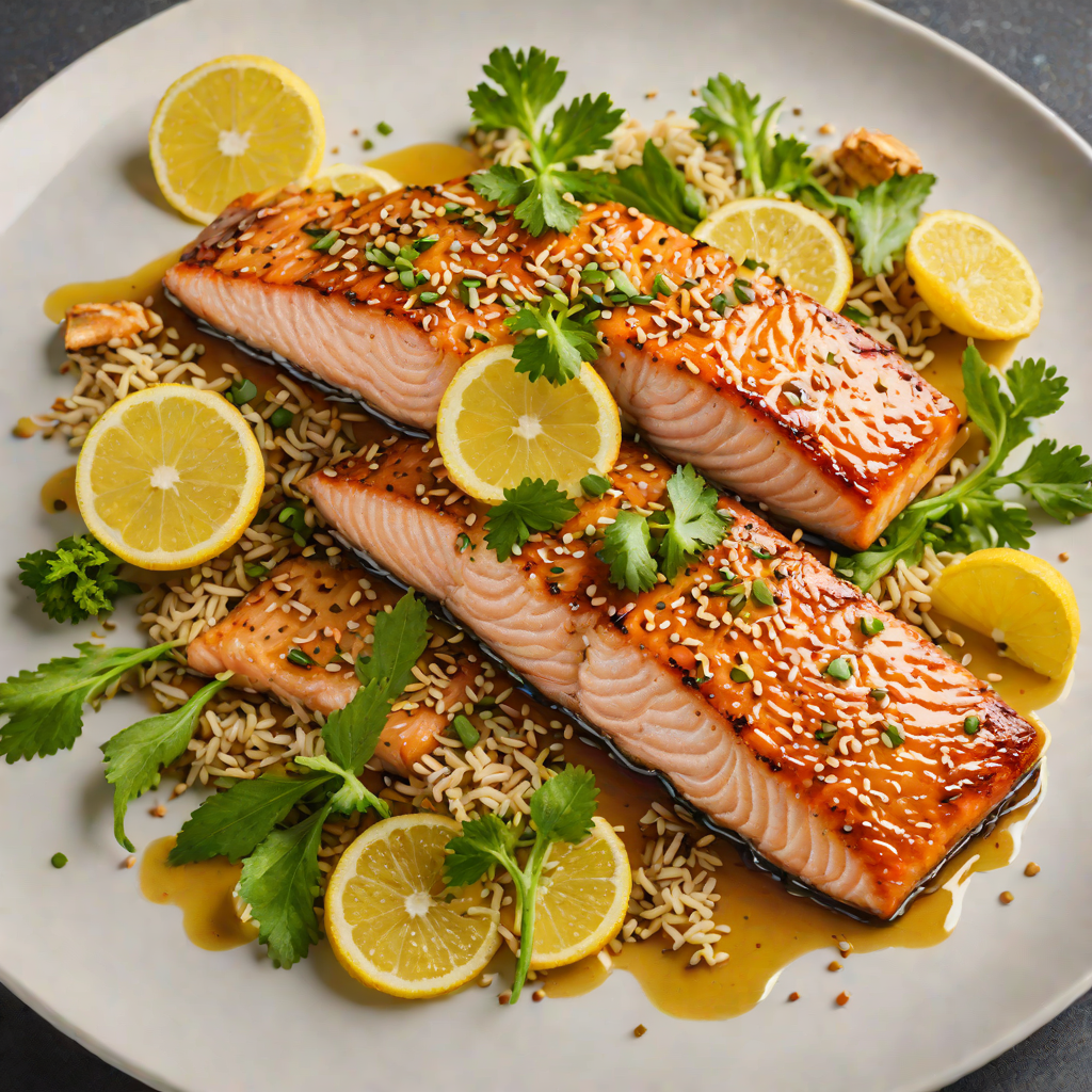Lemon-Ginger Glazed Salmon with Sesame Seeds
