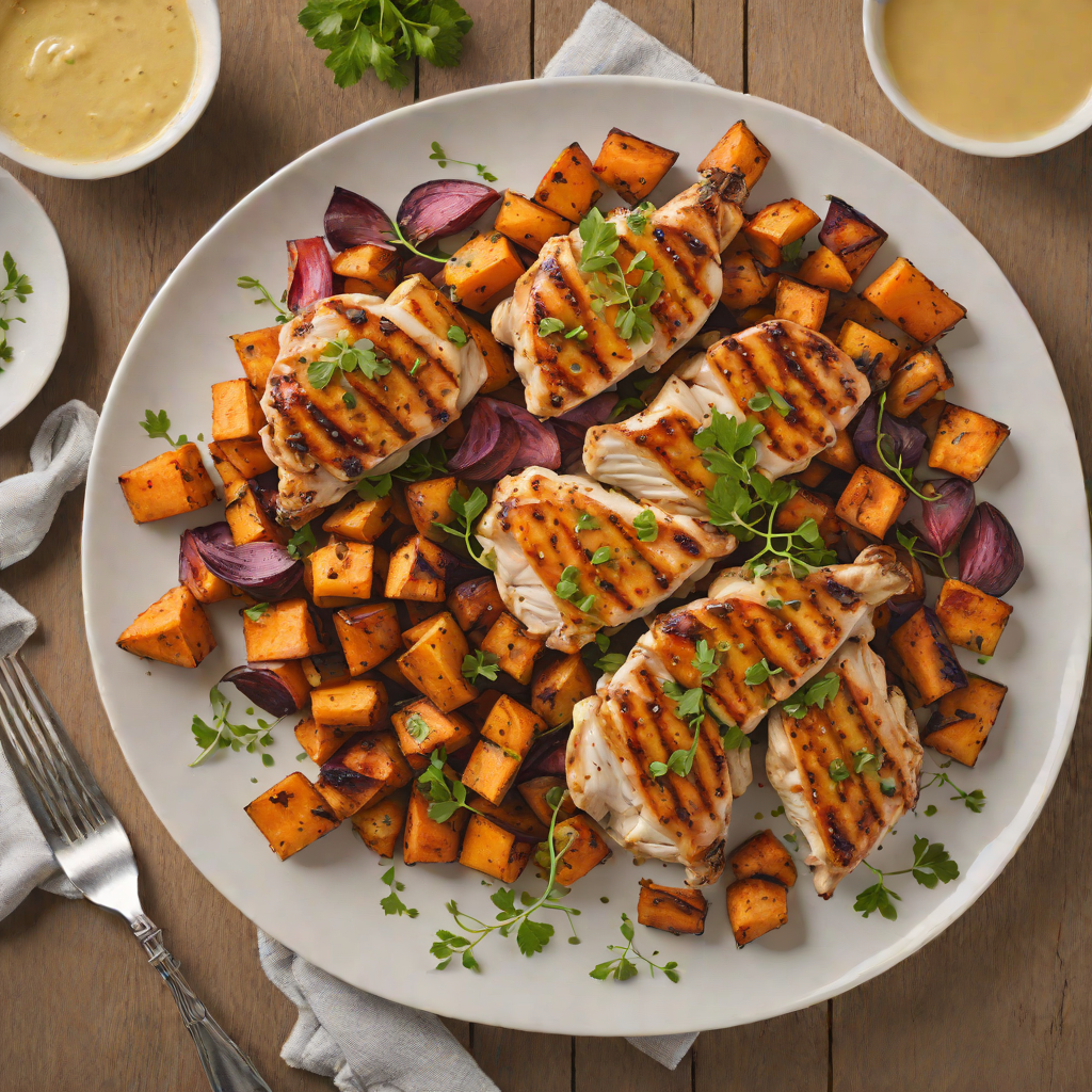 Skillet Honey-Mustard Chicken with Roasted Sweet Potatoes