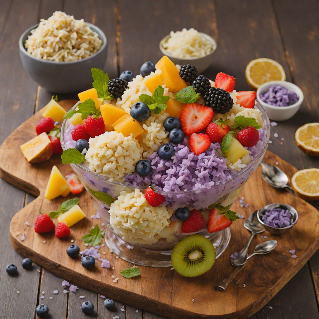 Halo-Halo with Shaved Ice, Mixed Fruits, and Ube Ice Cream