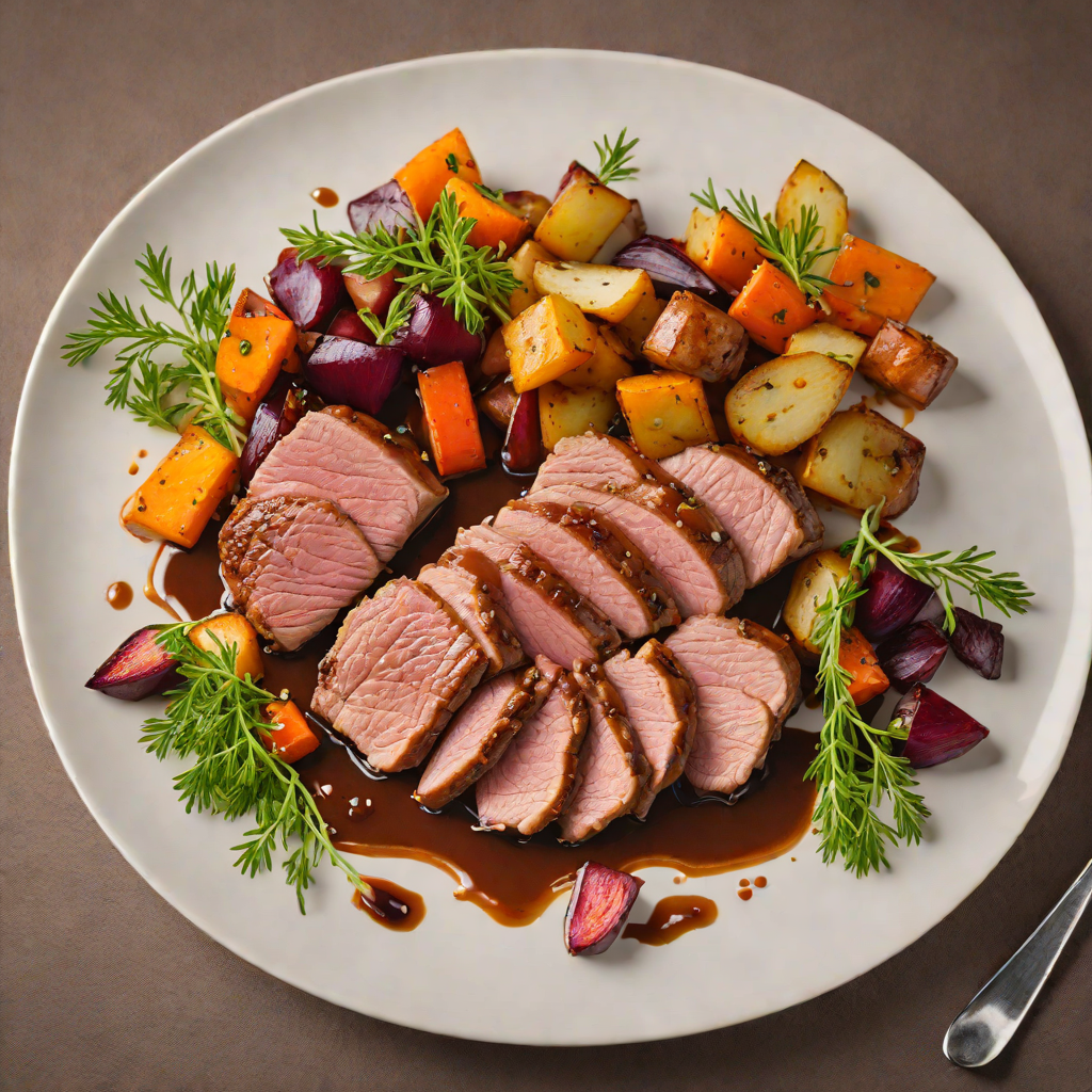 Pan-Seared Duck Breast with Honey-Soy Glaze and Roasted Root Vegetables