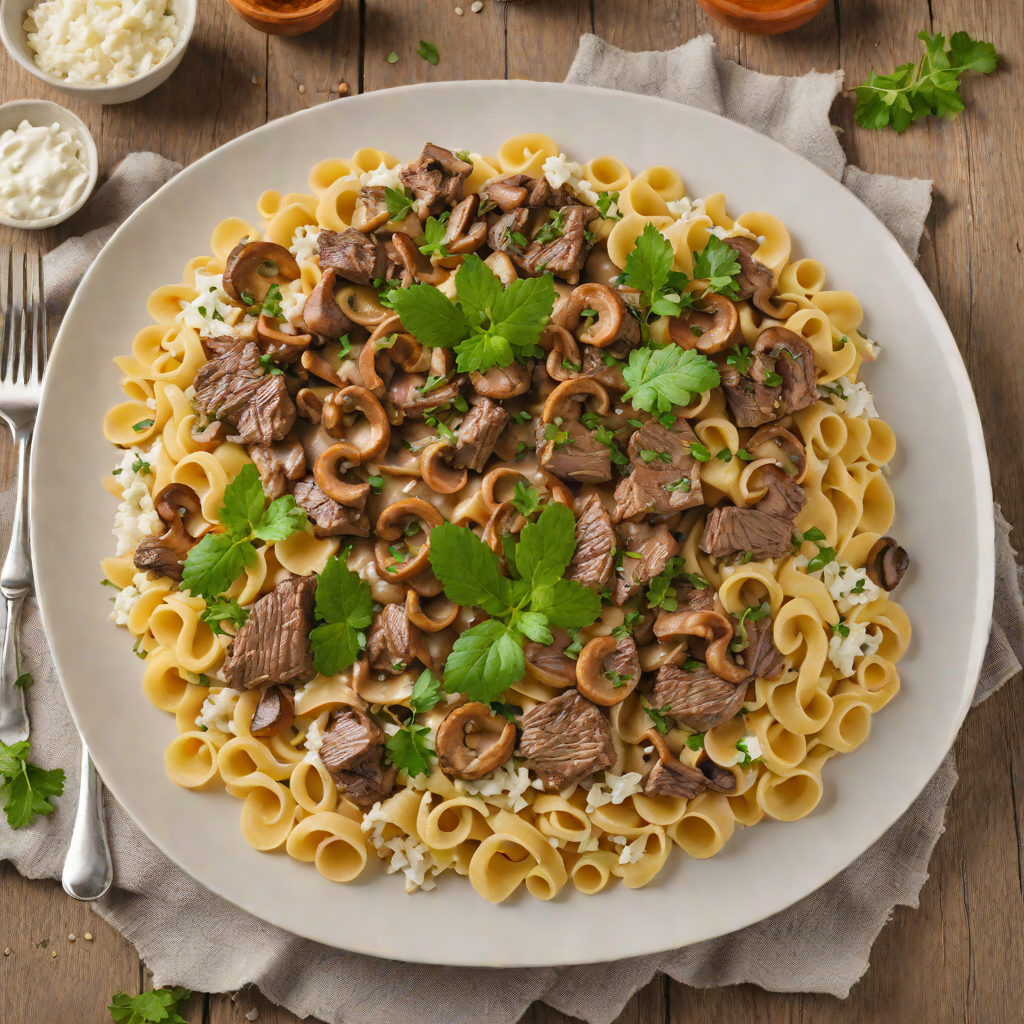 Slow-Braised Beef Stroganoff with Mushrooms and Sour Cream