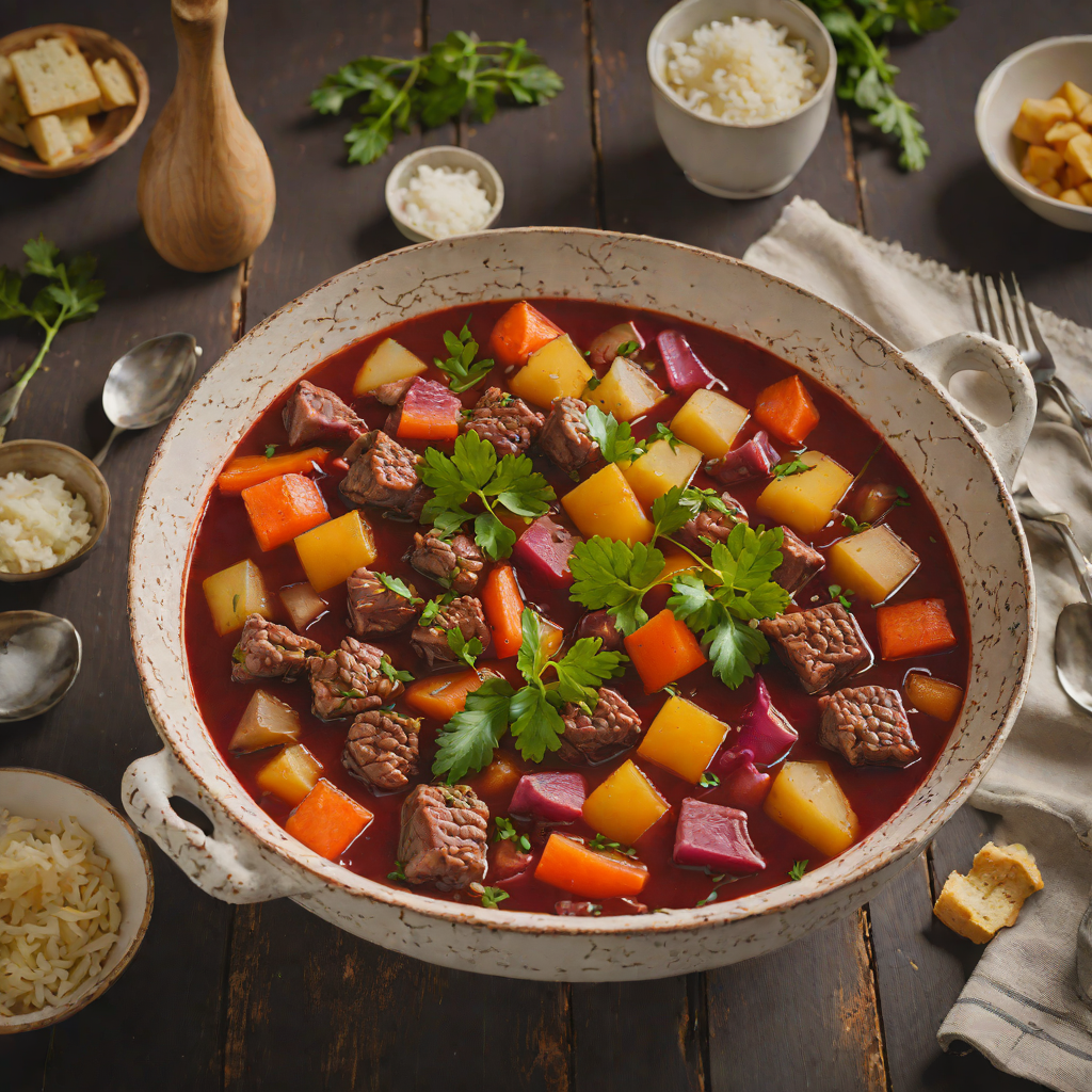 Borscht with Beef and Root Vegetables